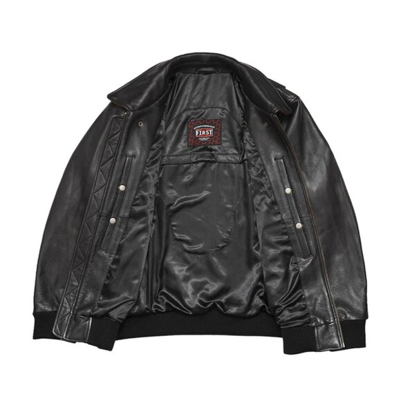 Moto Bomber - Men's Leather Jacket - Picture 4 of 6